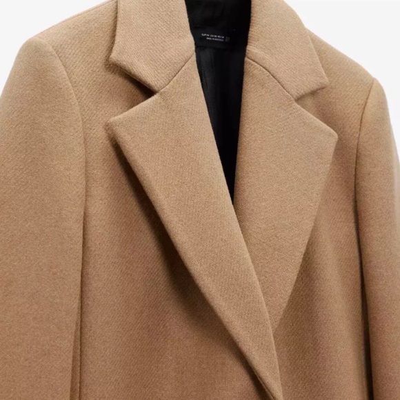 ZARA NEW WOOL MENSWEAR STYLE COAT CAMEL Size XXL Extra Large NWT  8871/289 - Picture 4 of 8